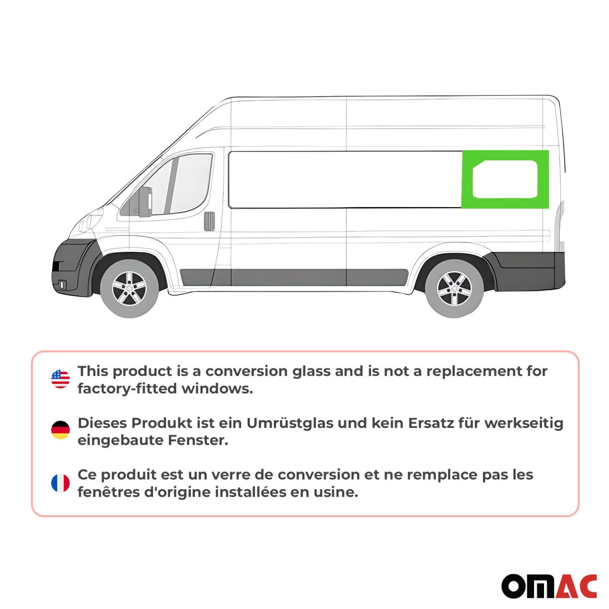 RAM PROMASTER Rear Side Fixed Glass - Left - Omac - Galaxy - 2014